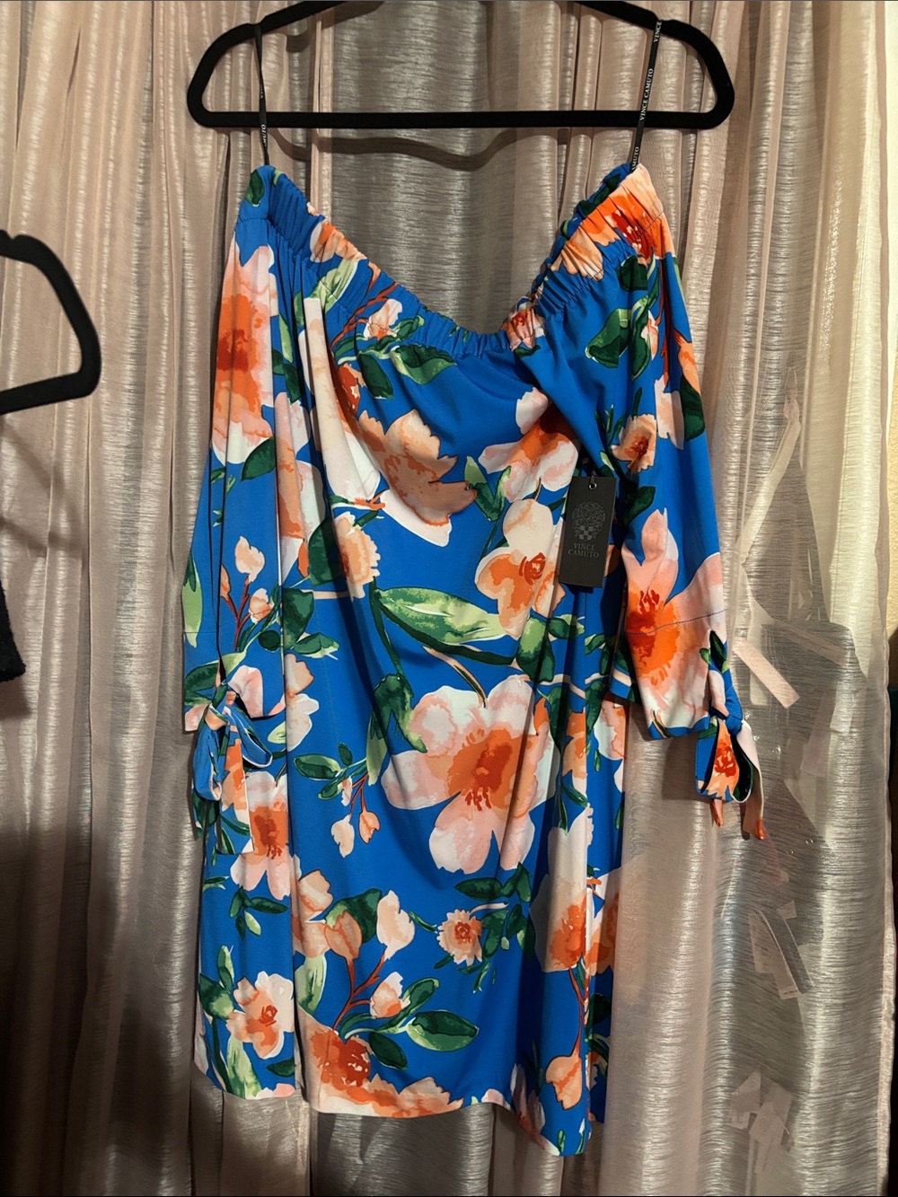Vince Camuto Blue Floral Off-Shoulder Floral Dress